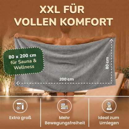 Saunatücher aus 100% Baumwolle im 1er Set – 80 x 200 cm, weich und saugfähig