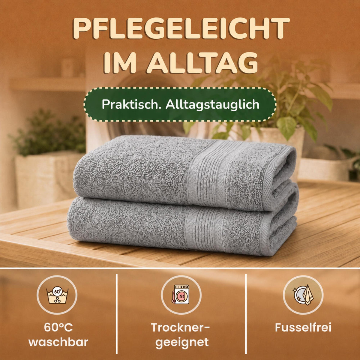 Saunatücher aus 100% Baumwolle im 1er Set – 80 x 200 cm, weich und saugfähig
