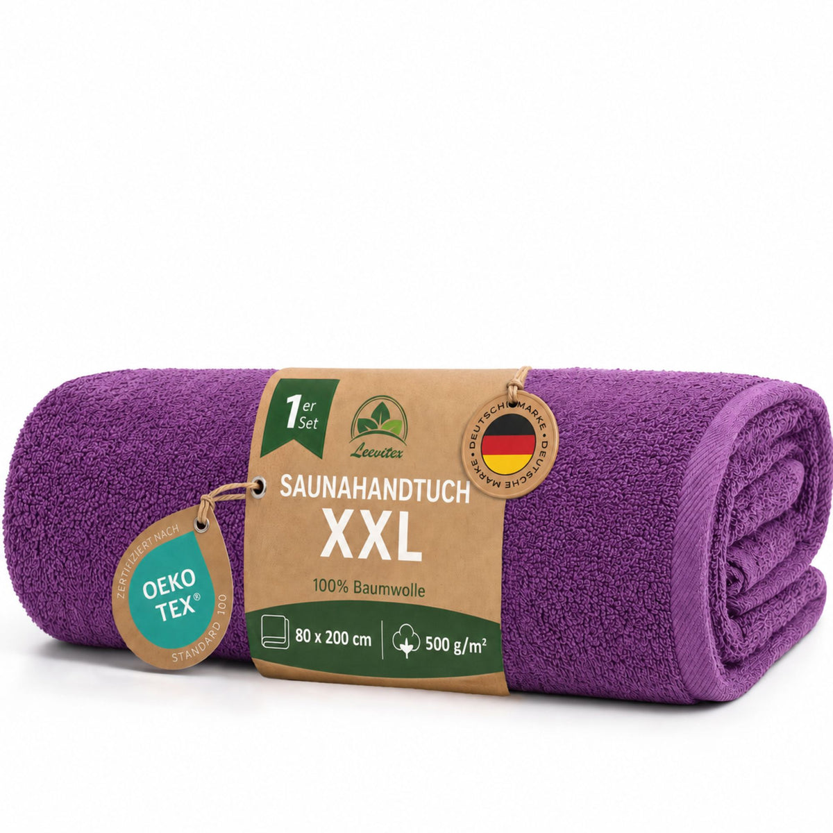 Saunatücher aus 100% Baumwolle im 1er Set – 80 x 200 cm, weich und saugfähig