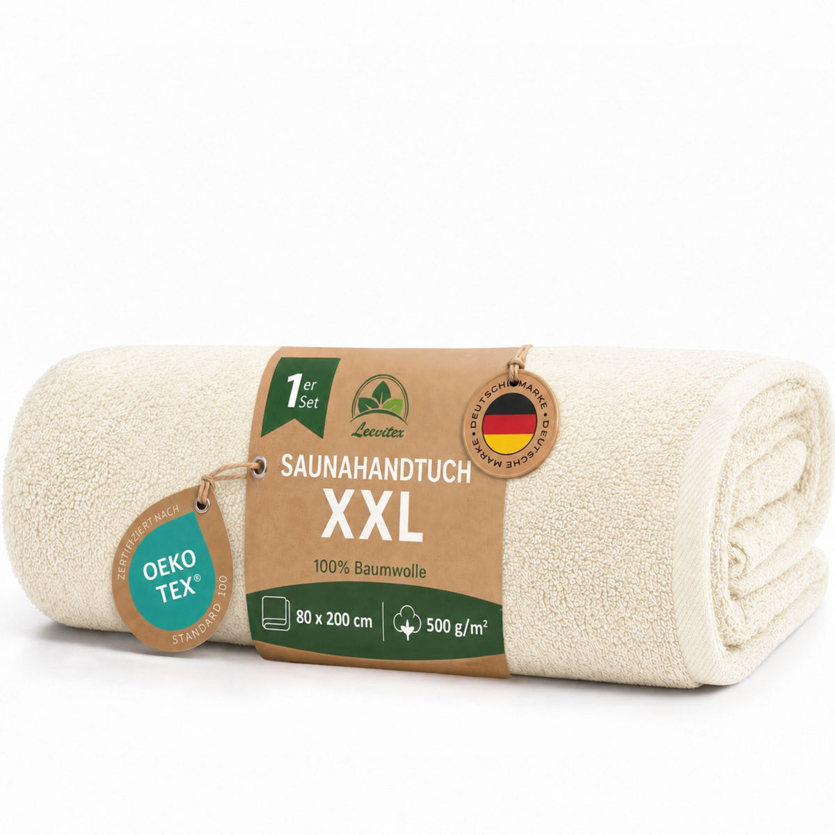 Saunatücher aus 100% Baumwolle im 1er Set – 80 x 200 cm, weich und saugfähig