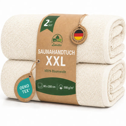 Saunatücher aus 100% Baumwolle im 2er Set – 80 x 200 cm, weich und saugfähig