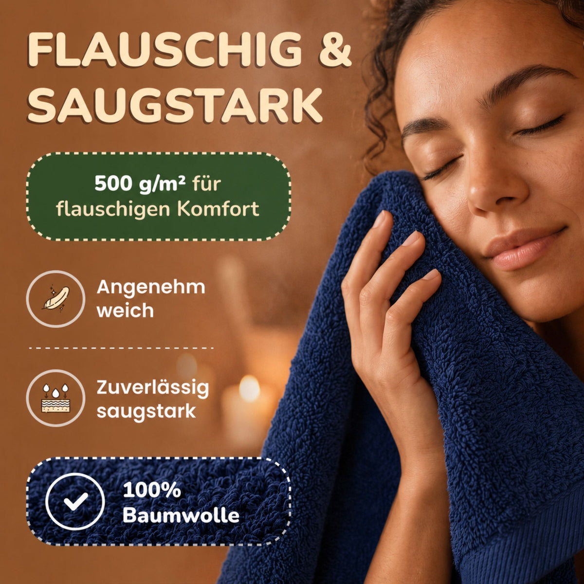 Saunatücher aus 100% Baumwolle im 1er Set – 80 x 200 cm, weich und saugfähig