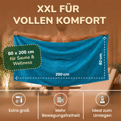 Saunatücher aus 100% Baumwolle im 1er Set – 80 x 200 cm, weich und saugfähig