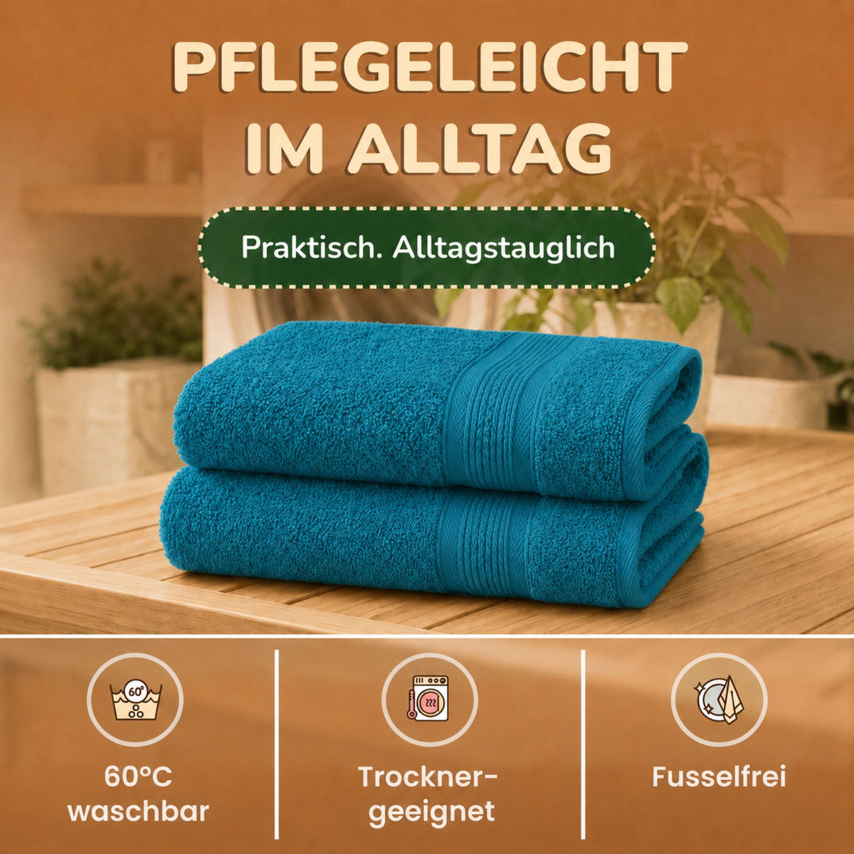 Saunatücher aus 100% Baumwolle im 1er Set – 80 x 200 cm, weich und saugfähig