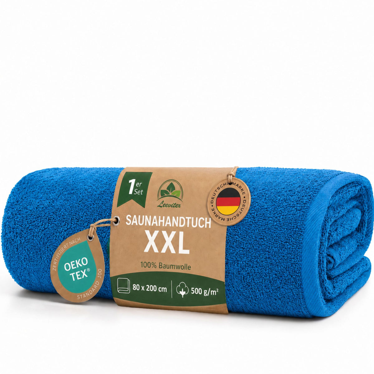 Saunatücher aus 100% Baumwolle im 1er Set – 80 x 200 cm, weich und saugfähig