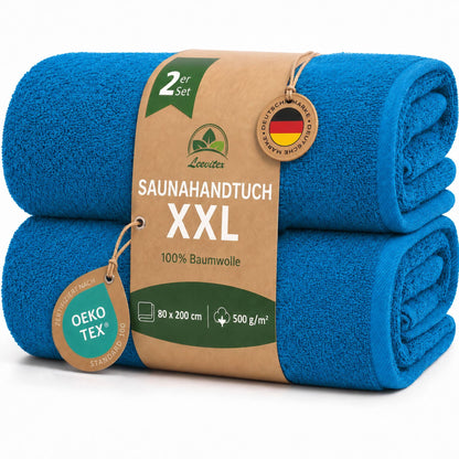 Saunatücher aus 100% Baumwolle im 2er Set – 80 x 200 cm, weich und saugfähig