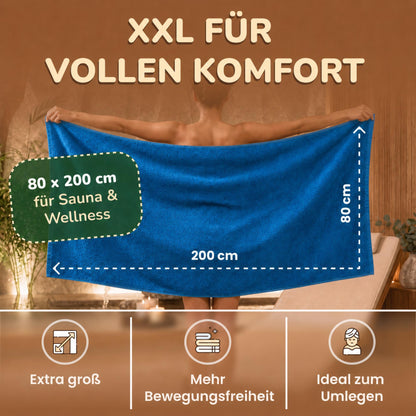 Saunatücher aus 100% Baumwolle im 1er Set – 80 x 200 cm, weich und saugfähig