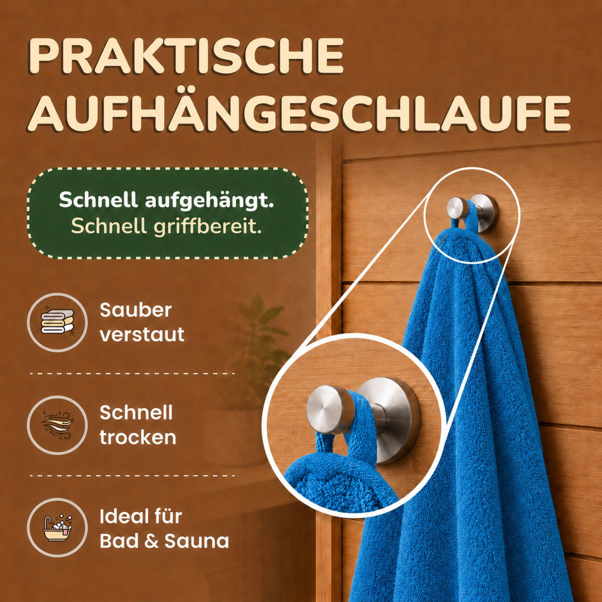 Saunatücher aus 100% Baumwolle im 1er Set – 80 x 200 cm, weich und saugfähig