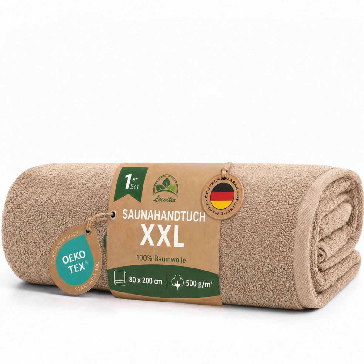 Saunatücher aus 100% Baumwolle im 1er Set – 80 x 200 cm, weich und saugfähig
