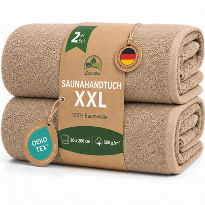 Saunatücher aus 100% Baumwolle im 2er Set – 80 x 200 cm, weich und saugfähig