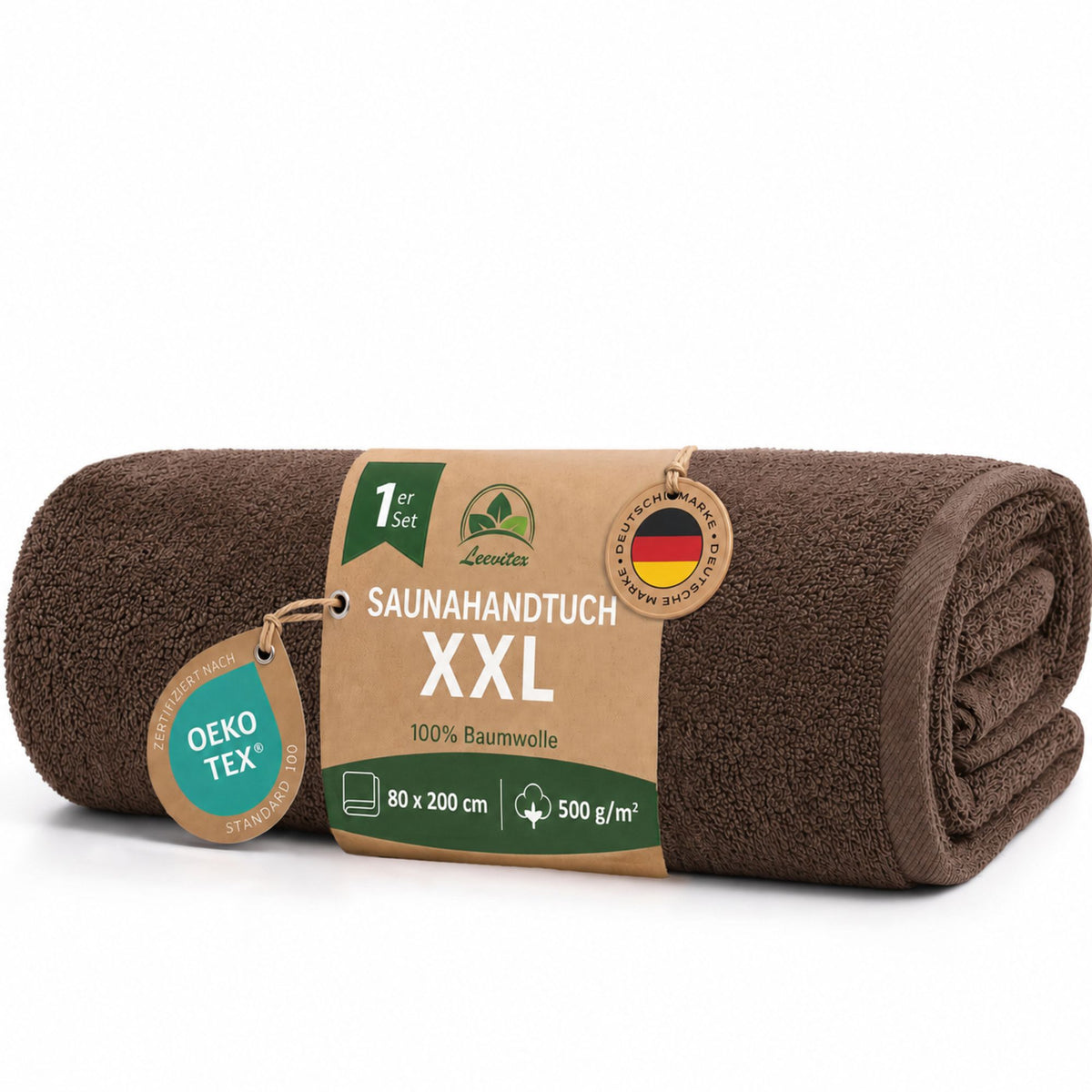 Saunatücher aus 100% Baumwolle im 1er Set – 80 x 200 cm, weich und saugfähig