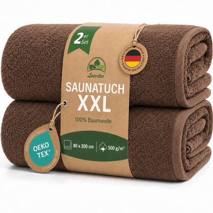 Saunatücher aus 100% Baumwolle im 2er Set – 80 x 200 cm, weich und saugfähig