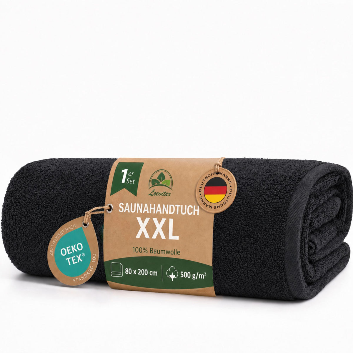 Saunatücher aus 100% Baumwolle im 1er Set – 80 x 200 cm, weich und saugfähig