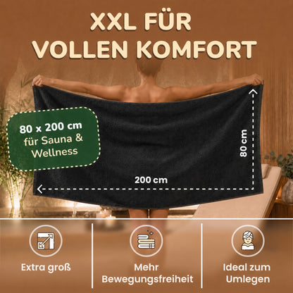 Saunatücher aus 100% Baumwolle im 1er Set – 80 x 200 cm, weich und saugfähig