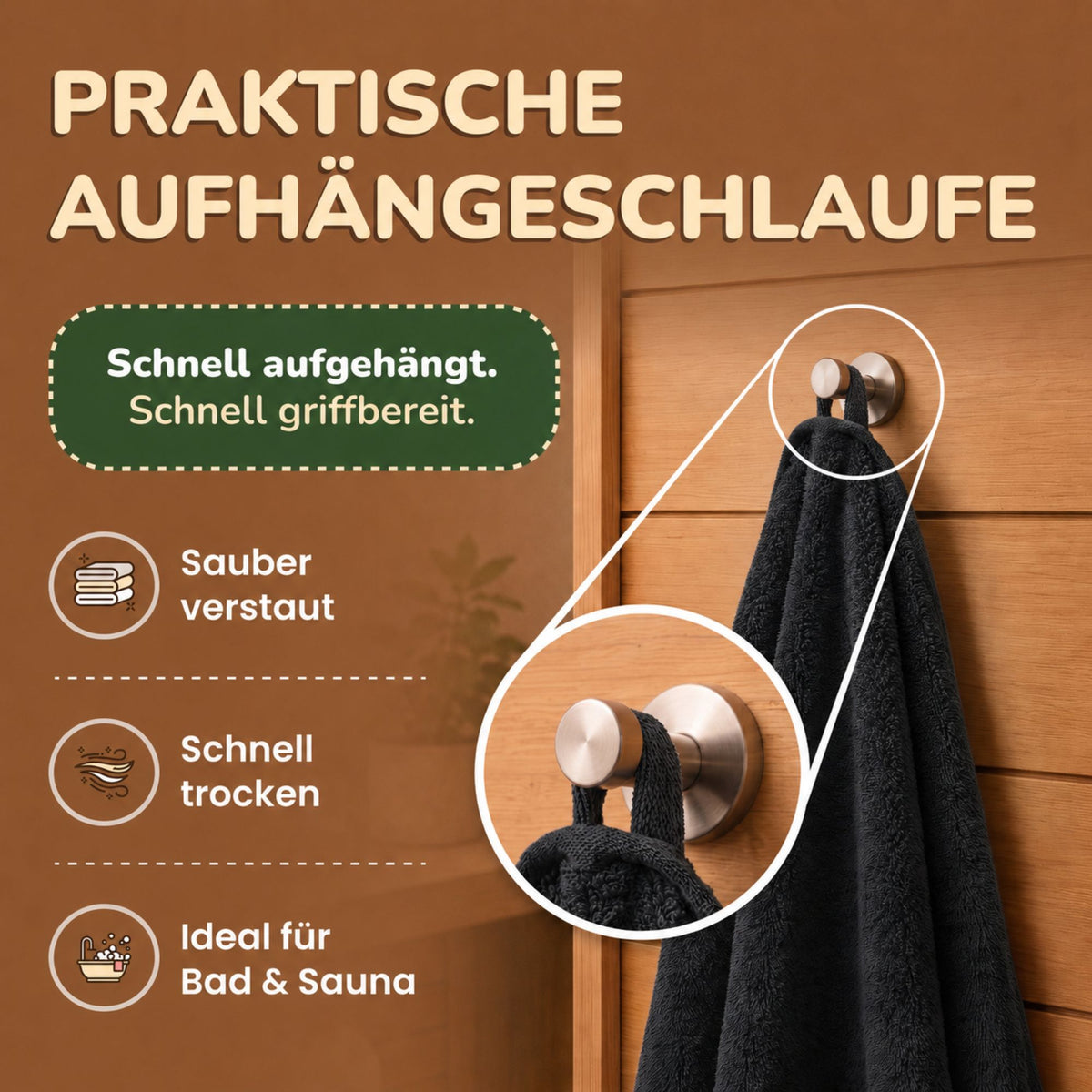 Saunatücher aus 100% Baumwolle im 1er Set – 80 x 200 cm, weich und saugfähig