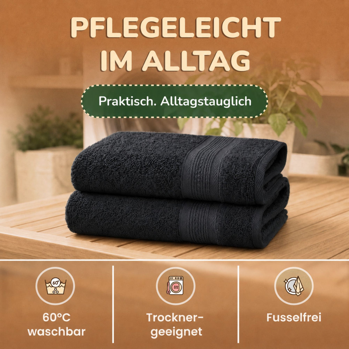 Saunatücher aus 100% Baumwolle im 1er Set – 80 x 200 cm, weich und saugfähig