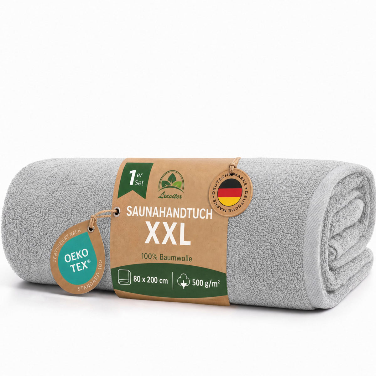 Saunatücher aus 100% Baumwolle im 1er Set – 80 x 200 cm, weich und saugfähig