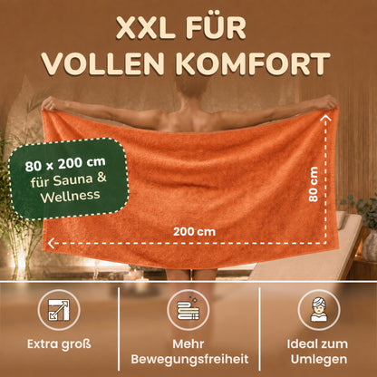 Saunatücher aus 100% Baumwolle im 1er Set – 80 x 200 cm, weich und saugfähig