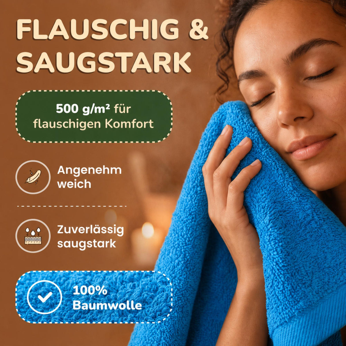 Saunatücher aus 100% Baumwolle im 1er Set – 80 x 200 cm, weich und saugfähig