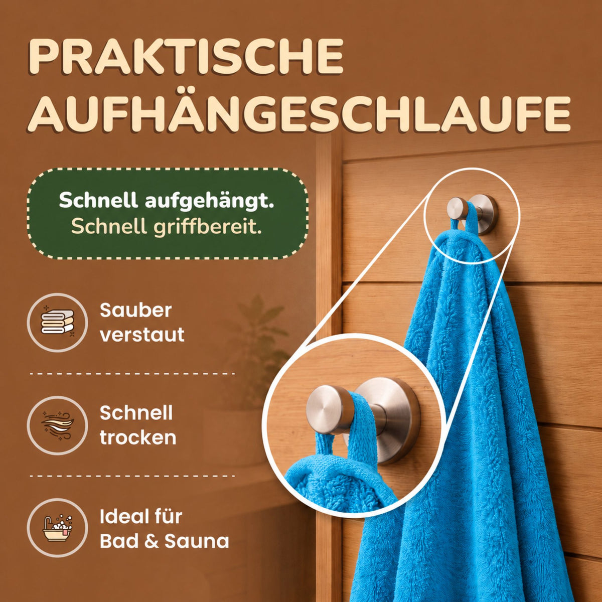 Saunatücher aus 100% Baumwolle im 1er Set – 80 x 200 cm, weich und saugfähig