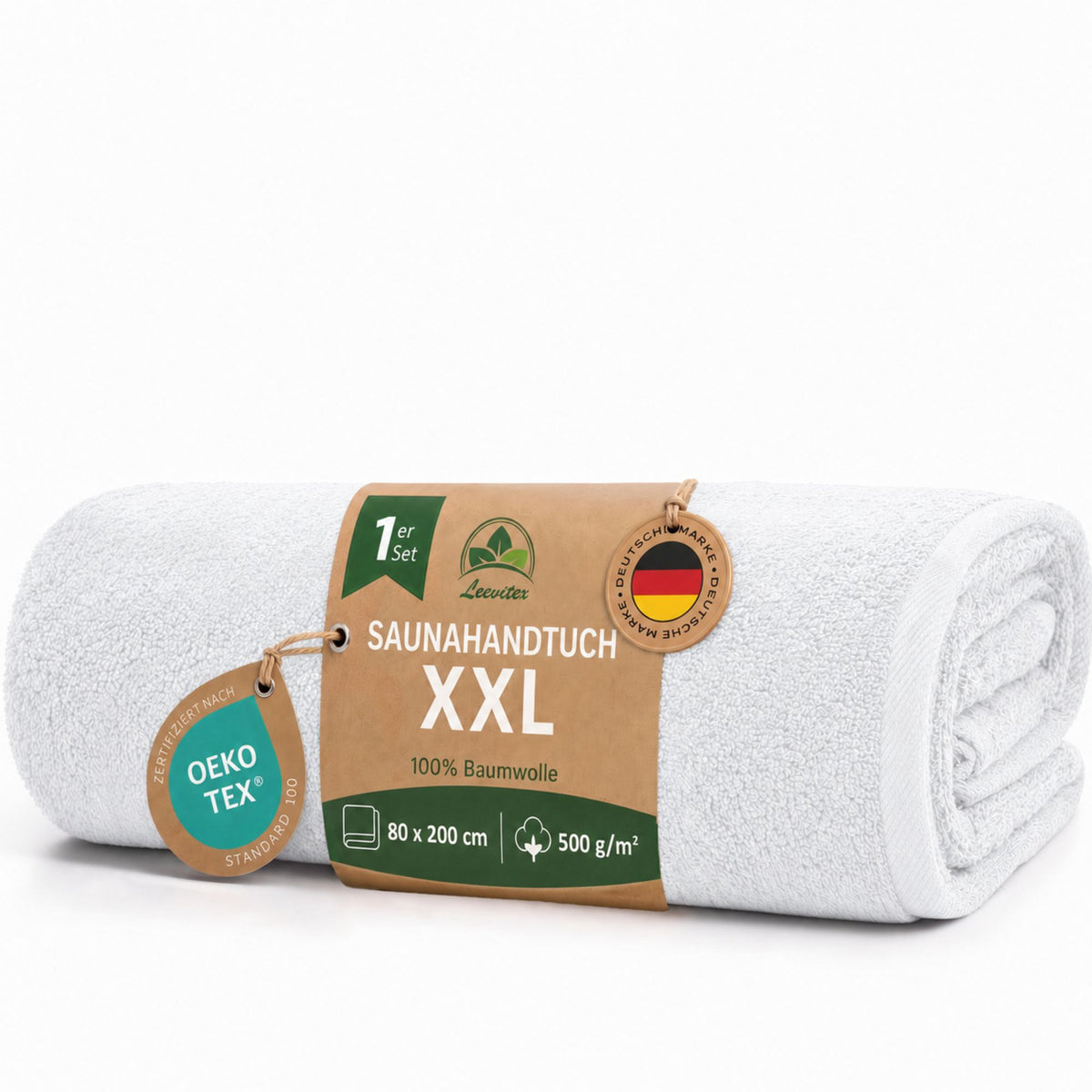 Saunatücher aus 100% Baumwolle im 1er Set – 80 x 200 cm, weich und saugfähig