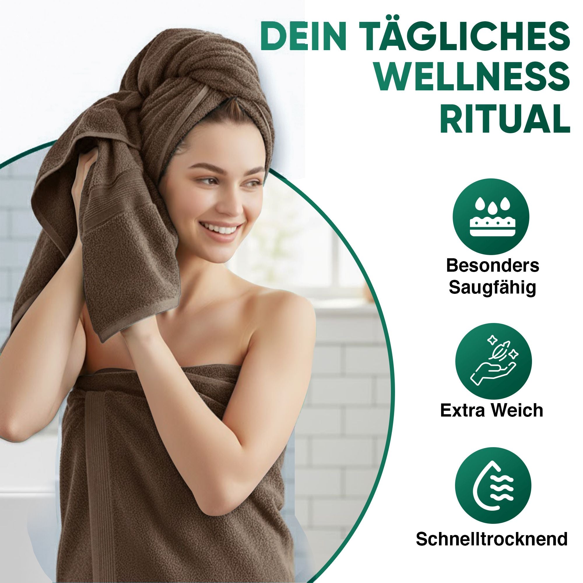Duschtücher im 2er Set – 100% Baumwolle, 70 x 140 cm, weich und saugfähig
