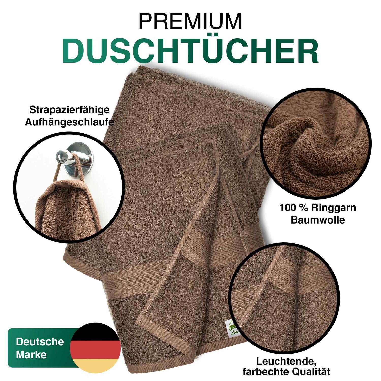 Duschtücher im 2er Set – 100% Baumwolle, 70 x 140 cm, weich und saugfähig