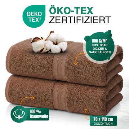 Duschtücher im 2er Set – 100% Baumwolle, 70 x 140 cm, weich und saugfähig