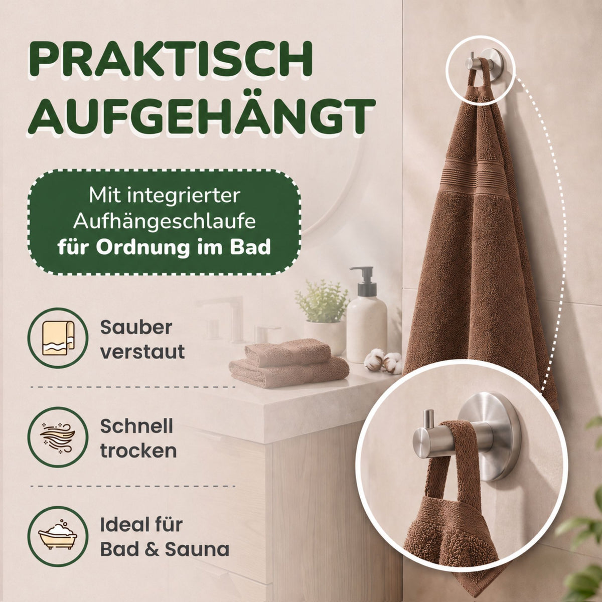 Duschtücher im 2er Set – 100% Baumwolle, 70 x 140 cm, weich und saugfähig