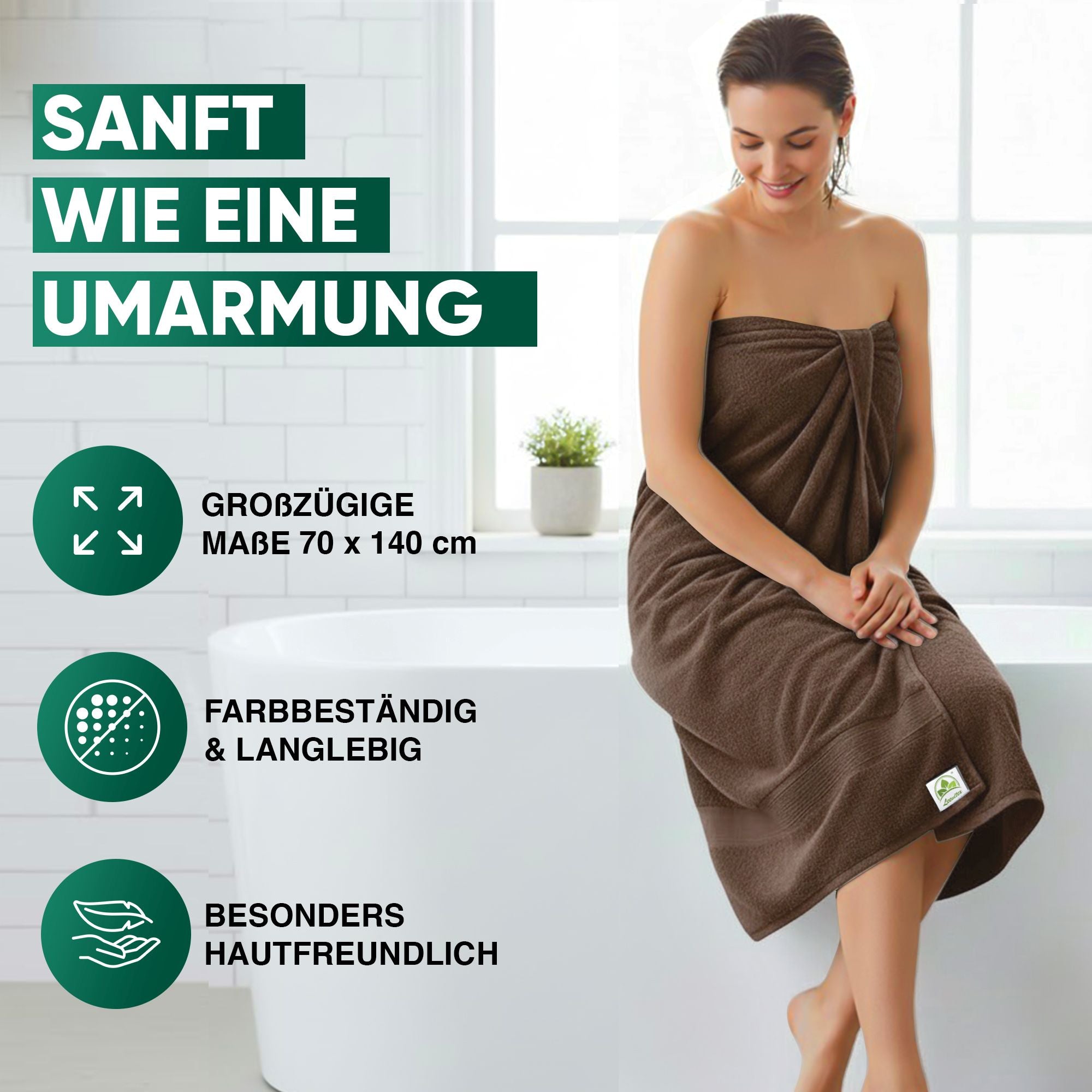 Duschtücher im 2er Set – 100% Baumwolle, 70 x 140 cm, weich und saugfähig