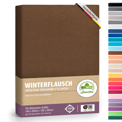 Winterspannbettlaken für 140x200 bis 160x200 cm | 40 cm Steg | 80% Baumwolle 20% Polyester