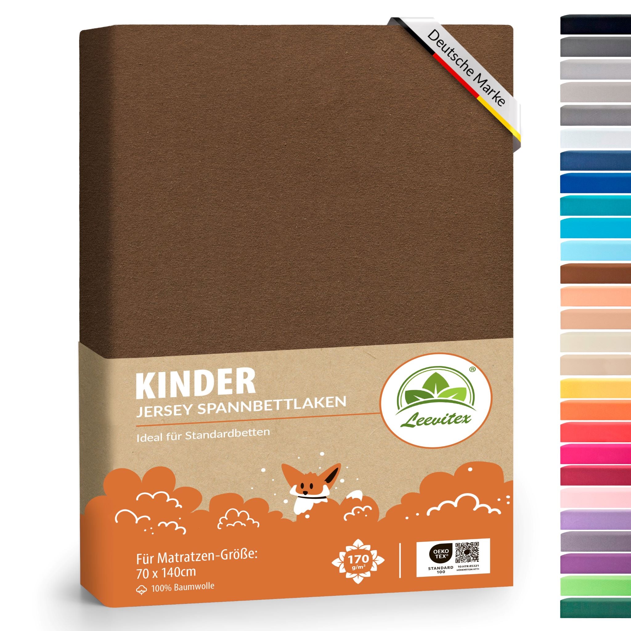 Kinder Spannbettlaken 70 x 140 cm von Leevitex im 1er Pack – 100% Jersey-Baumwolle,