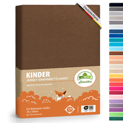 Kinder Spannbettlaken 70 x 140 cm von Leevitex im 1er Pack – 100% Jersey-Baumwolle,