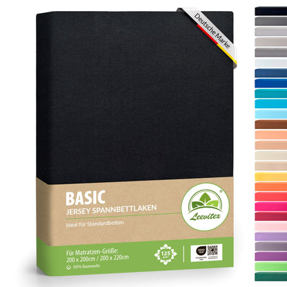 Basic Spannbettlaken 200x220 cm | 25 cm Steg | 100% Jersey-Baumwolle