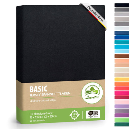 Basic Spannbettlaken 90x200 cm | 25 cm Steg | 100% Jersey-Baumwolle