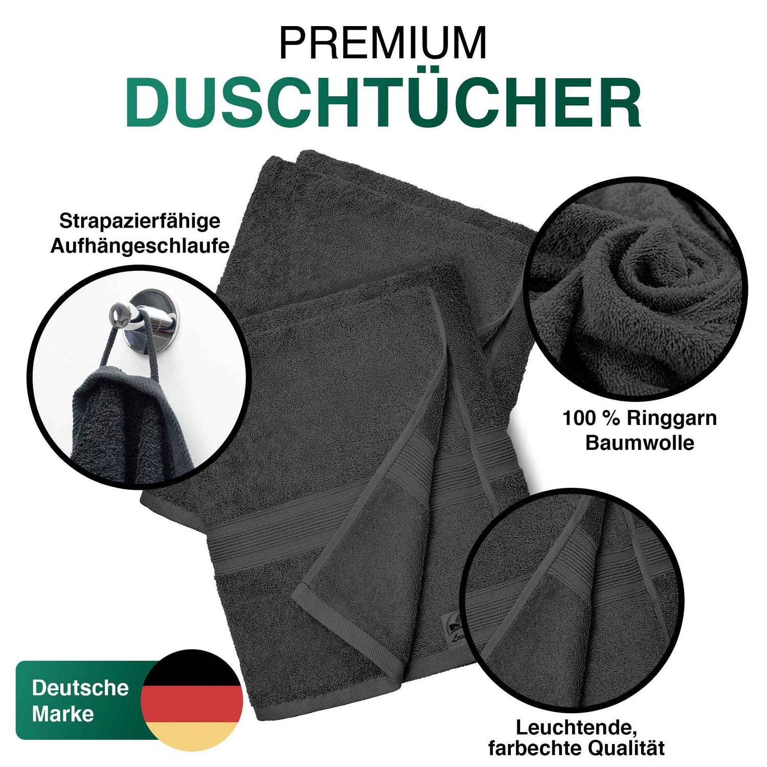 Duschtücher im 2er Set – 100% Baumwolle, 70 x 140 cm, weich und saugfähig