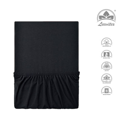 Basic Spannbettlaken 90x200 cm | 25 cm Steg | 100% Jersey-Baumwolle