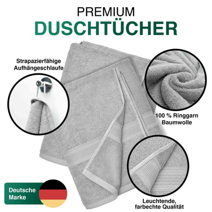 Duschtücher im 2er Set – 100% Baumwolle, 70 x 140 cm, weich und saugfähig