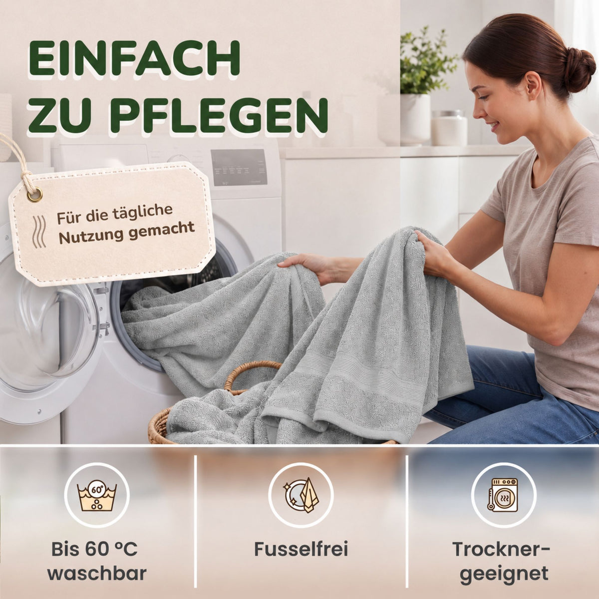 Duschtücher im 2er Set – 100% Baumwolle, 70 x 140 cm, weich und saugfähig
