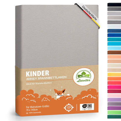 Kinder Spannbettlaken 70 x 140 cm von Leevitex im 1er Pack – 100% Jersey-Baumwolle,