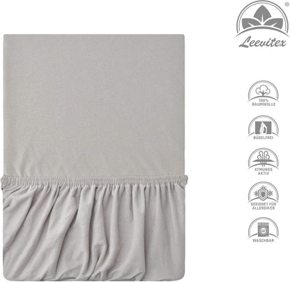 Kinder Spannbettlaken 70 x 140 cm von Leevitex im 1er Pack – 100% Jersey-Baumwolle,