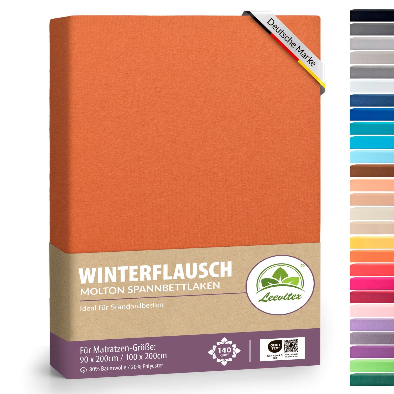 Winterspannbettlaken für 90x200 bis 100x200 cm | 40 cm Steg | 80% Baumwolle 20% Polyester