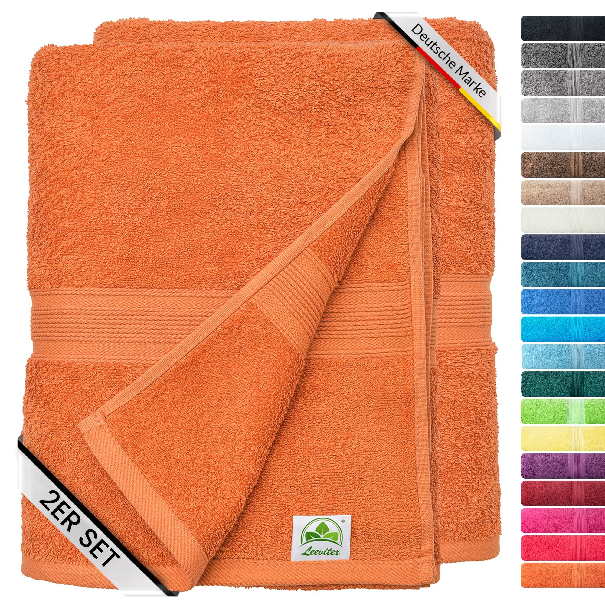 Duschtücher im 2er Set – 100% Baumwolle, 70 x 140 cm, weich und saugfähig