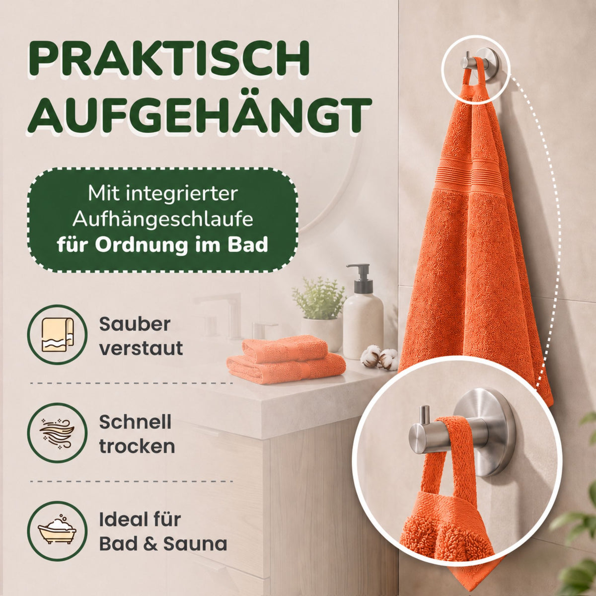 Duschtücher im 2er Set – 100% Baumwolle, 70 x 140 cm, weich und saugfähig