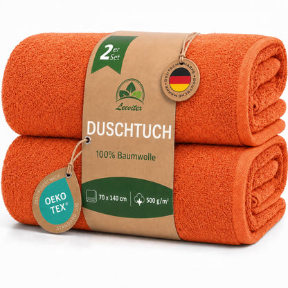 Duschtücher im 2er Set – 100% Baumwolle, 70 x 140 cm, weich und saugfähig