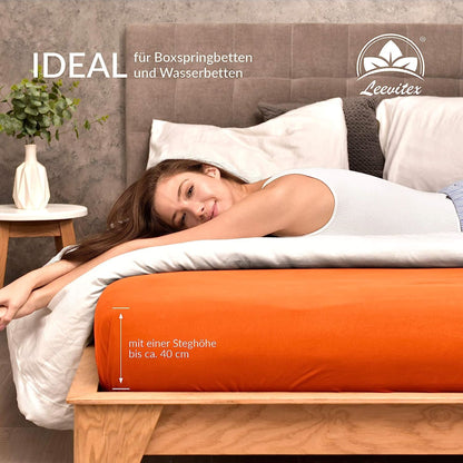 Basic Spannbettlaken 140x200 cm | 25 cm Steg | 100% Jersey-Baumwolle