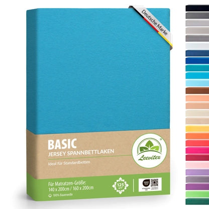 Basic Spannbettlaken 140x200 cm | 25 cm Steg | 100% Jersey-Baumwolle