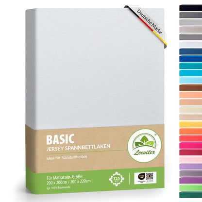 Basic Spannbettlaken 200x220 cm | 25 cm Steg | 100% Jersey-Baumwolle