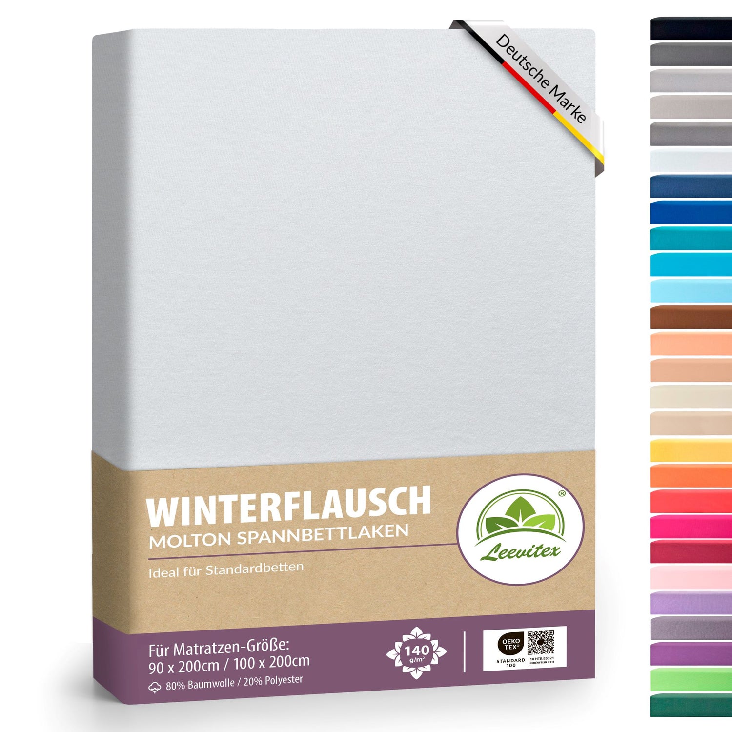 Winterspannbettlaken für 90x200 bis 100x200 cm | 40 cm Steg | 80% Baumwolle 20% Polyester
