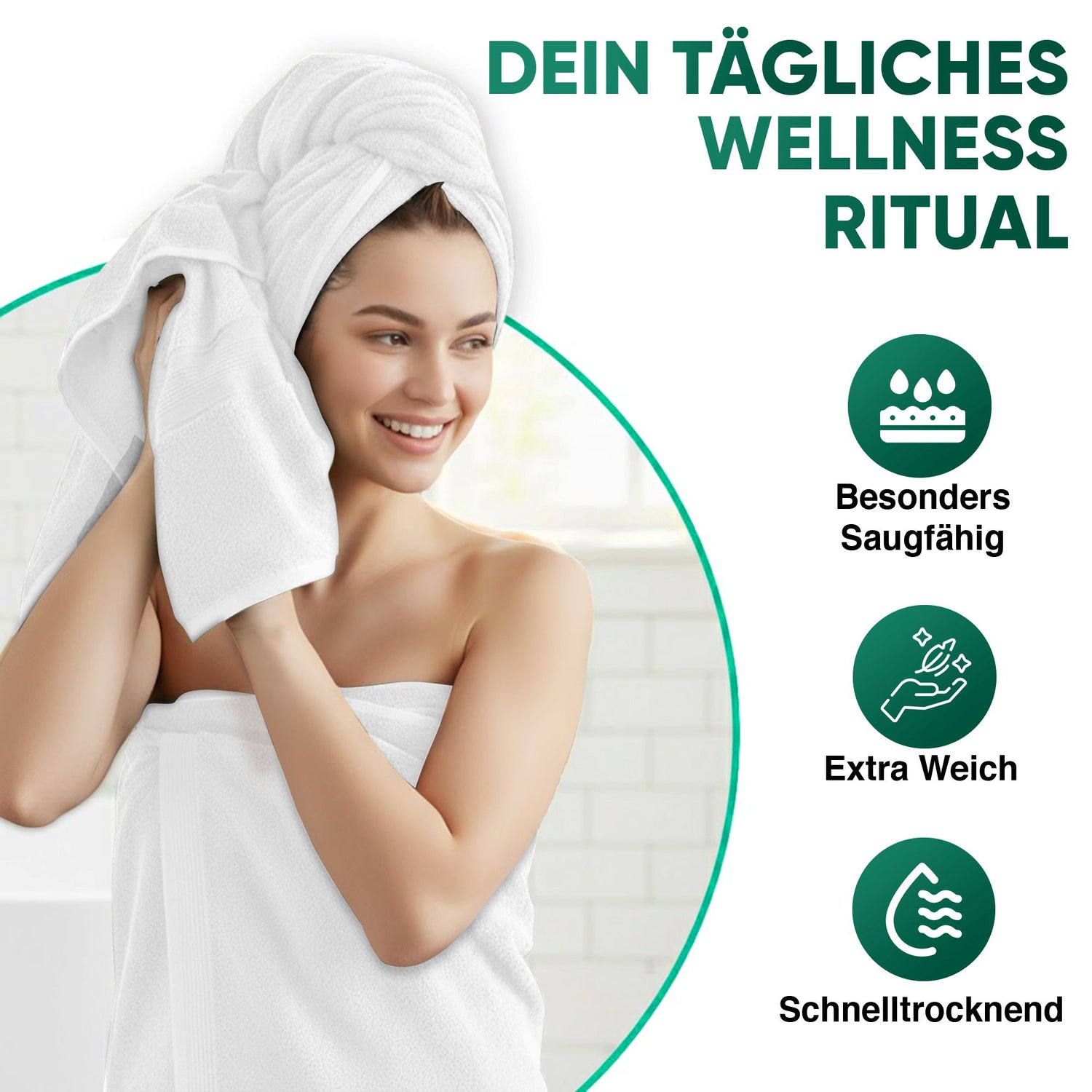 Duschtücher im 2er Set – 100% Baumwolle, 70 x 140 cm, weich und saugfähig